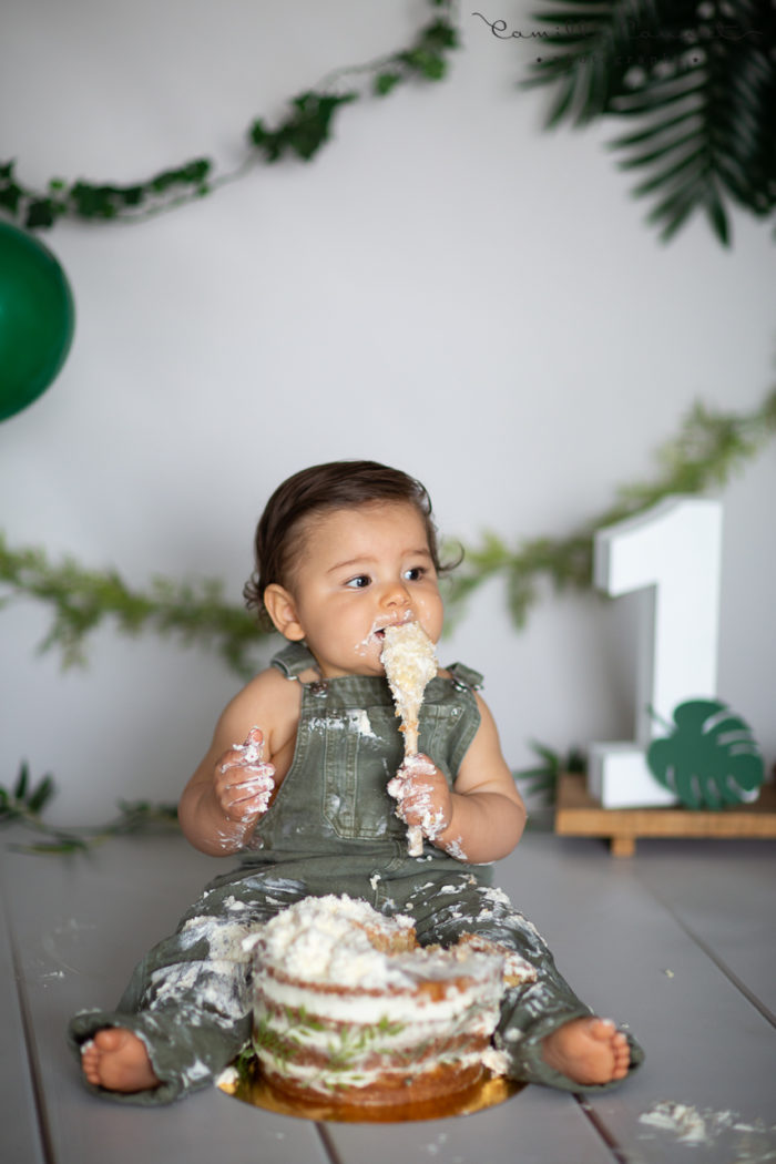 séance photo bébé 1 an avec gâteau